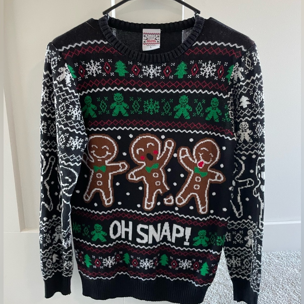 Boys ugly Christmas sweater runs big